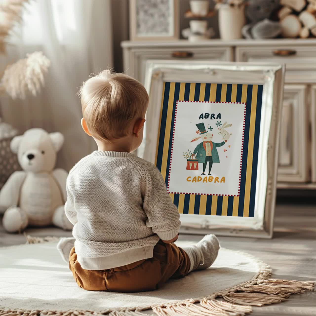 Vintage Circus Wall Art, Whimsical Kids Room Decor, Bright